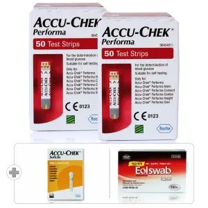 아큐첵 퍼포마 당뇨 혈당시험지 세트[측정지 100매+정품침 100개+솜 100매]