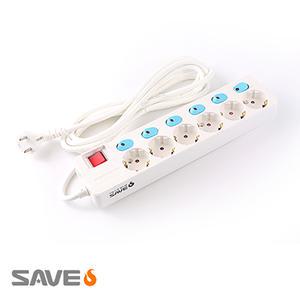 세이브에스 자동소화멀티탭, 화재예방 과부하차단 멀티콘센트 , 6구 개별절전, 전선길이 5.0m