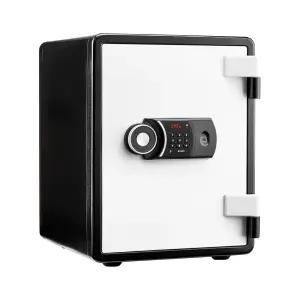 루셀 NEW YES-031DF 블랙화이트 음성안내 지문인식 내화금고 63kg 서랍 선반 경