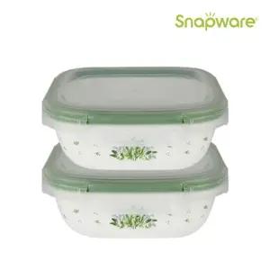 코렐 스냅웨어 허브 정사각 825ml 2종 세트