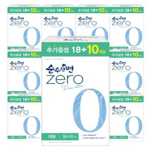 순수한면(100% 순면 패드) 제로 기획 생리대 대18+10p 12팩