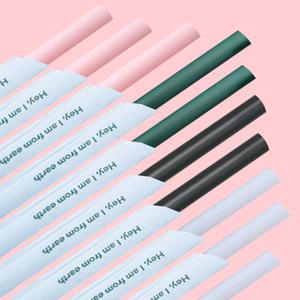 생분해 옥수수 PLA 빨대 100개 개별포장 카페 음료 벤티 텀블러 빨대