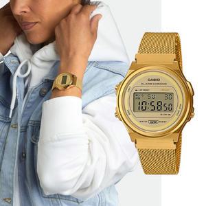 백화점AS가능 카시오 라운드 금장 메탈 전자시계 빈티지 레트로 디지털 A-171WEMG-9ADF 지코스모 제품 A-17