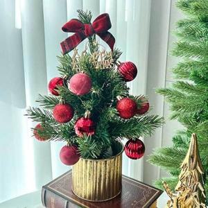 [텐바이텐]전나무 크리스마스 미니 트리 풀세트 골드화분 30cm - 레드 오너먼트