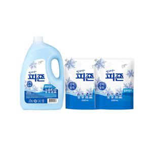 피죤 섬유유연제 용기 블루비앙카, 4.21L, 1개 + 리필, 2.3L, 2개