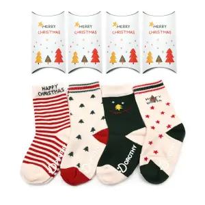 캘리산타 4족 유아 아동 크리스마스 선물 양말 세트 남아 여아 어린이 초등 주니어