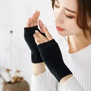 따손 무지 손목토시 니트 핸드워머 2p세트 (블랙)