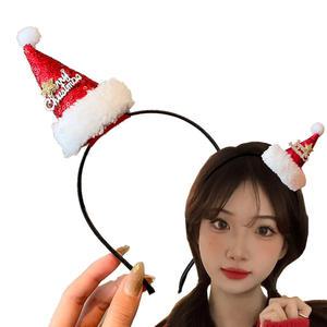 (산타핫딜) 산타모자 머리띠/털풍성 반짝반짝/루돌프 머리핀 머리삔/크리스마스 파티 헤어 밴드  집게 소품/99번