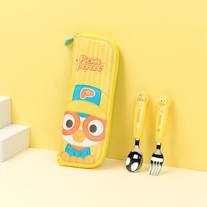 뽀로로 편한 스푼포크 안전지퍼 하이 수저케이스 3P 세트 어린이집 스텐 수저세트 돌 아기 숟가락 유아 아이주도스푼