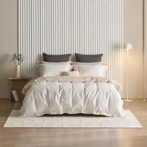 도손 사틴면 이불커버세트 싱글 퀸 킹  베이지)