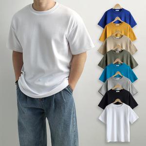 리얼타임  오버핏 두꺼운 반팔티/ 남자 여름 안비치는 흰색 흰 티 10수 면 커플 티셔츠 빅사이즈 (8color)