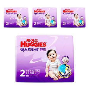 2024 하기스기저귀 맥스드라이 2단계 팬티형 공용 74매x4팩 소형 아기기저귀