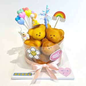 곰돌이 수제마들렌 케이크 토퍼 데코장식 포함 DIY 키트 만들기 패키지 홈베이킹 밀키트