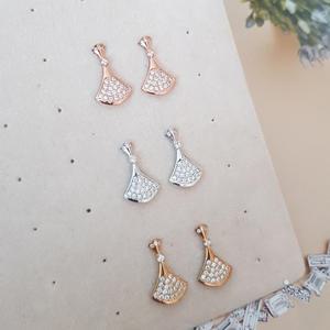 부채꼴 팬던트 지르코니아 큐빅 포인트 이어링 실버 925 은침 귀걸이