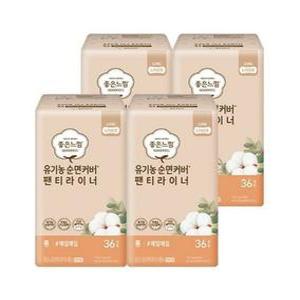 좋은느낌 유기농 순면커버 팬티라이너 롱 36개입  4팩