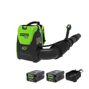 그린웍스 60V 충전 배부식 브로워 송풍기 2팩 세트(5.0Ah배터리2+충전기1)
