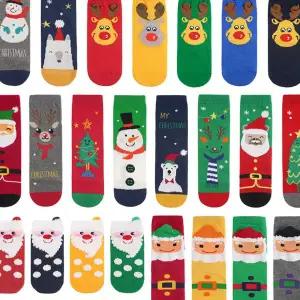 [삭스랩]아동중목 패션 특별한 크리스마스양말 1~6호(0~12세) 색상/디자인혼합 랜덤1