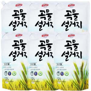 애경산업 트리오 곡물설거지 우리밀 리필 1.2L 6개