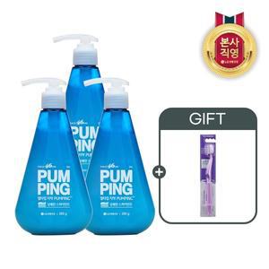 [엘지생활건강]페리오 펌핑치약 285g(스피아민트) x 3개+(증정)퍼플 칫솔 1개