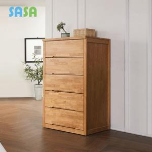 [SASA]사사가구 시에라 고무나무원목 900 5단 서랍장