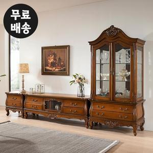 [벤티스가구]쟈 엔틱 거실장 세트 원목 서랍장 TV 장식장 수납장 높은 tv장 티비다이 티비장