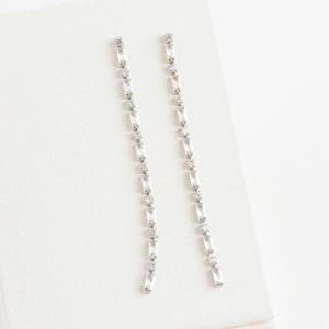 여자 테니스체인 큐빅 실버 롱드롭 파티드레스 귀걸이