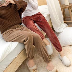 수면잠옷 겨울 잠옷바지 빅사이즈 겨울 밍크 파자마 극세사 여성 기모 바지 홈웨어