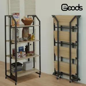 굿즈가구 BW 포머 선반너비 조절 폴딩 4단 수납 이동선반장 보관용이 선반폴딩