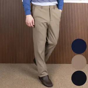 중년 남성 솔리드 반광 기모 스판 반밴딩 신사 골프바지