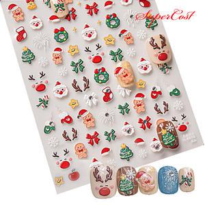 네일아트 크리스마스 귀여운 케릭터 엠보 스티커 7종