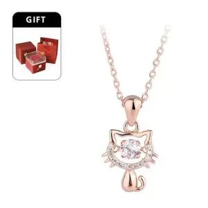 [파르펠레][장미꽃안에목걸이]로즈 박스_장미 생화 패키지_러블리캣 실버 주얼리 목걸이 선물 세트