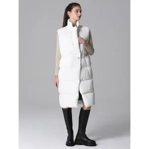 [하프클럽/르오트]미니멀 페미닌 원버튼 패딩 롱베스트