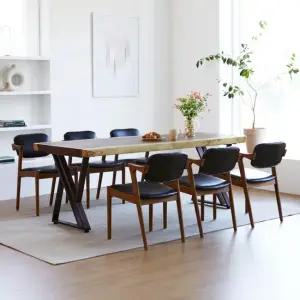 해찬솔 몽키포드 우드슬랩 6인용 통원목 식탁세트A2000_Z2 의자포함 카페테이블 대형회의테이블 원목테이블