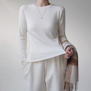 베이스 기모 코튼 모달 라운드 긴팔티