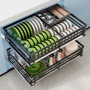 주방정리선반 스텐 슬라이딩 하부장 블랙 스테인리스 언더선반