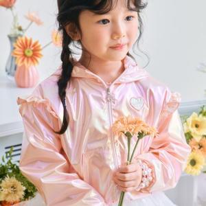 [키앙] 핑크 봉봉 홀로그램 윈드 브레이커(Pink)