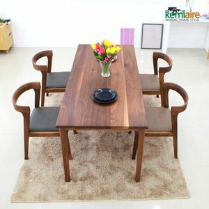 케미에르 클로이드 호두나무원목 4인식탁SET(의자형) KRS-402