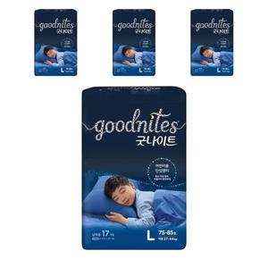 굿나이트 팬티형 남아 4단계 대형 17매 4팩 어린이용 야뇨 안심팬티 샘방지 피부보호