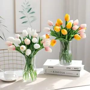 노리스  망고 튤립 조화 실크플라워 꽃다발 장식 가짜꽃 생화같은 인테리어 소품