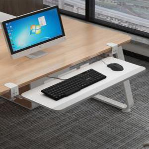 키보드 무타공 거치대 아래 받침 브래킷 52x25CM블랙슬라이드레일모델 각도조절