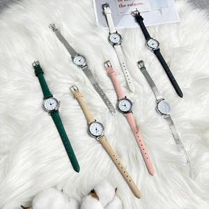 디아브 심플 손목 시계 가죽 메탈 메쉬 실버 여성시계