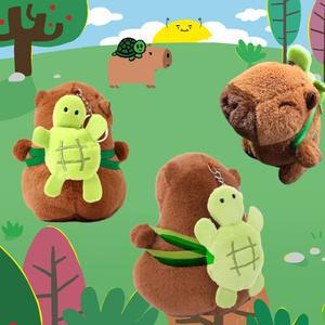 거북이 가방 멘 카피바라 키링 인형 열쇠고리 애착 선물