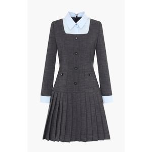 [케네스레이디](신세계 사우스시티)E565 EWOPPB0100 배색 레이어드 플리츠 미디 원피스