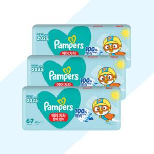 팸퍼스 2025 에어차차 팬티형 여름기저귀 6단계 3팩 총126매 (15kg+) /어린이집기저귀/열이많은아