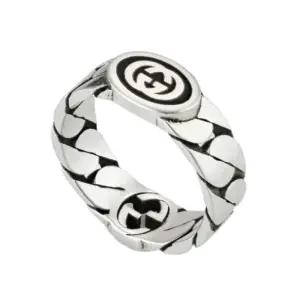 (백화점AS가능)(선물포장) 구찌 와이드 인터로킹 G 링 실버 반지 678656