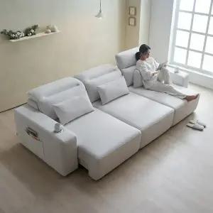 에보니아 루체 모션소파 4인용 리클라이너 전동 슬라이딩 확장형 패브릭 쇼파