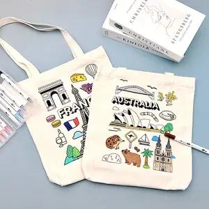 [문구티쳐] 토단 세계 여러 나라 에코백 1인세트 (6종 택 1) DIY 단체만들기수업 스트랩에코백 패션 밑그림가방 생활