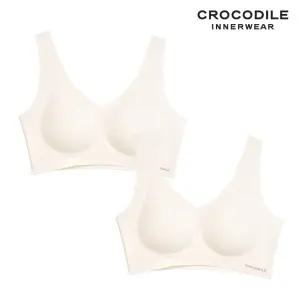 [크로커다일] 감탄브라 소프트 쿨인견 쉘론 패드일체형 V넥 브라2종 오트밀