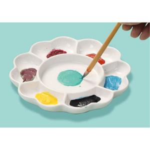 도자기파레트 도자기팔레트 수채화 접시 7문 안료 화이트 미술파레트 상품 물감 나뭇잎 물결