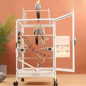 앵무새 새장 투명 블랙 미니 대형 케이지 단일 횟대 렉산 표준 휴대용 걸이대 애완조 바퀴